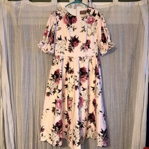 JessaKae Pink Floral Midi Dress